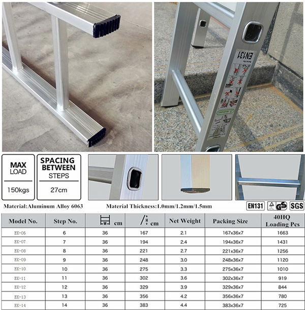 Escalera de andamio de aluminio